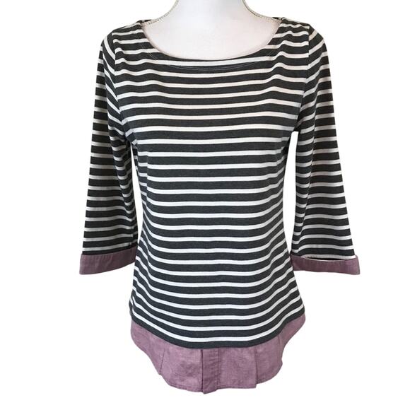 Market & Spruce Stripe Layered Look Knit Top Size Small - Picture 1 of 8